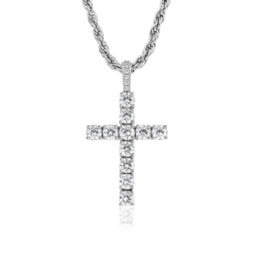 white gold iced cross