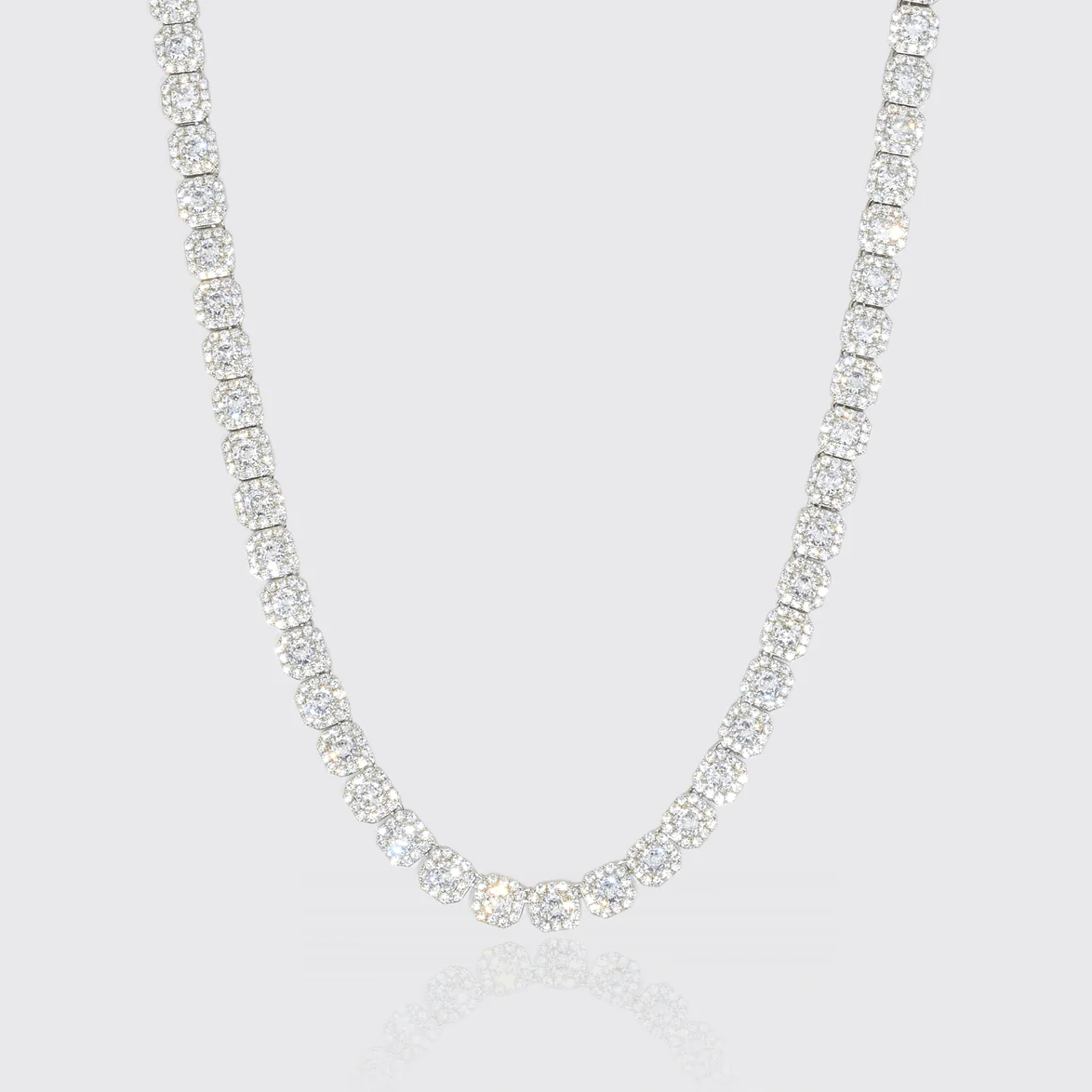 CLUSTERED TENNIS CHAIN WHITE GOLD 10mm TheDripBox