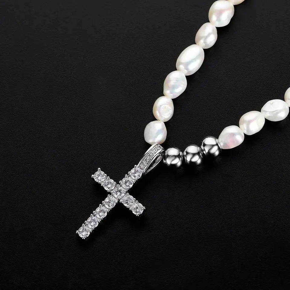 cross pearl necklace