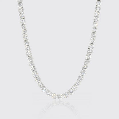 CLUSTERED TENNIS CHAIN [WHITE GOLD 10mm]