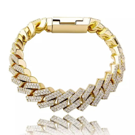 CUBAN PRONG BRACELET [GOLD 14MM]