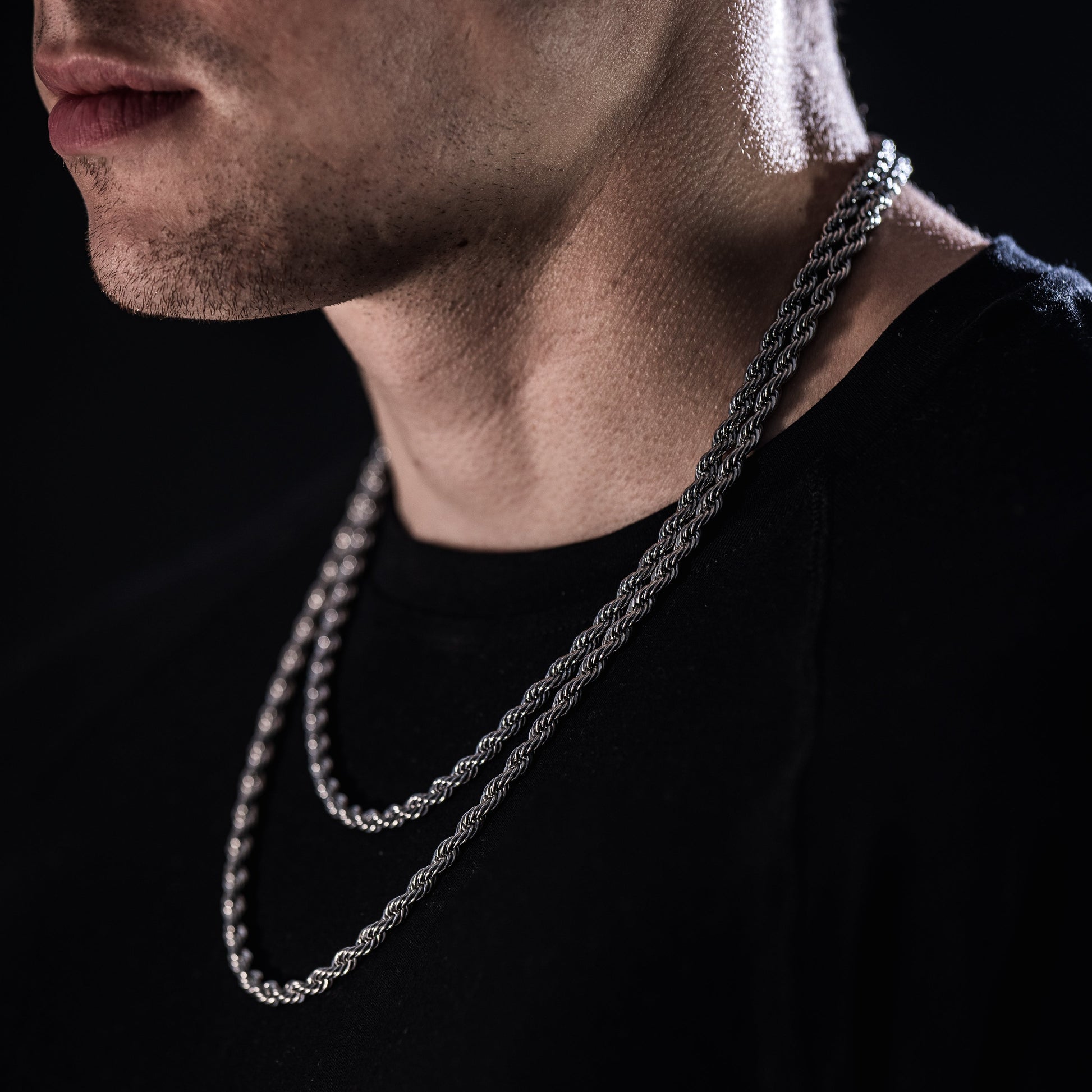 20 and 24 inch Rope Chain in white gold. 
