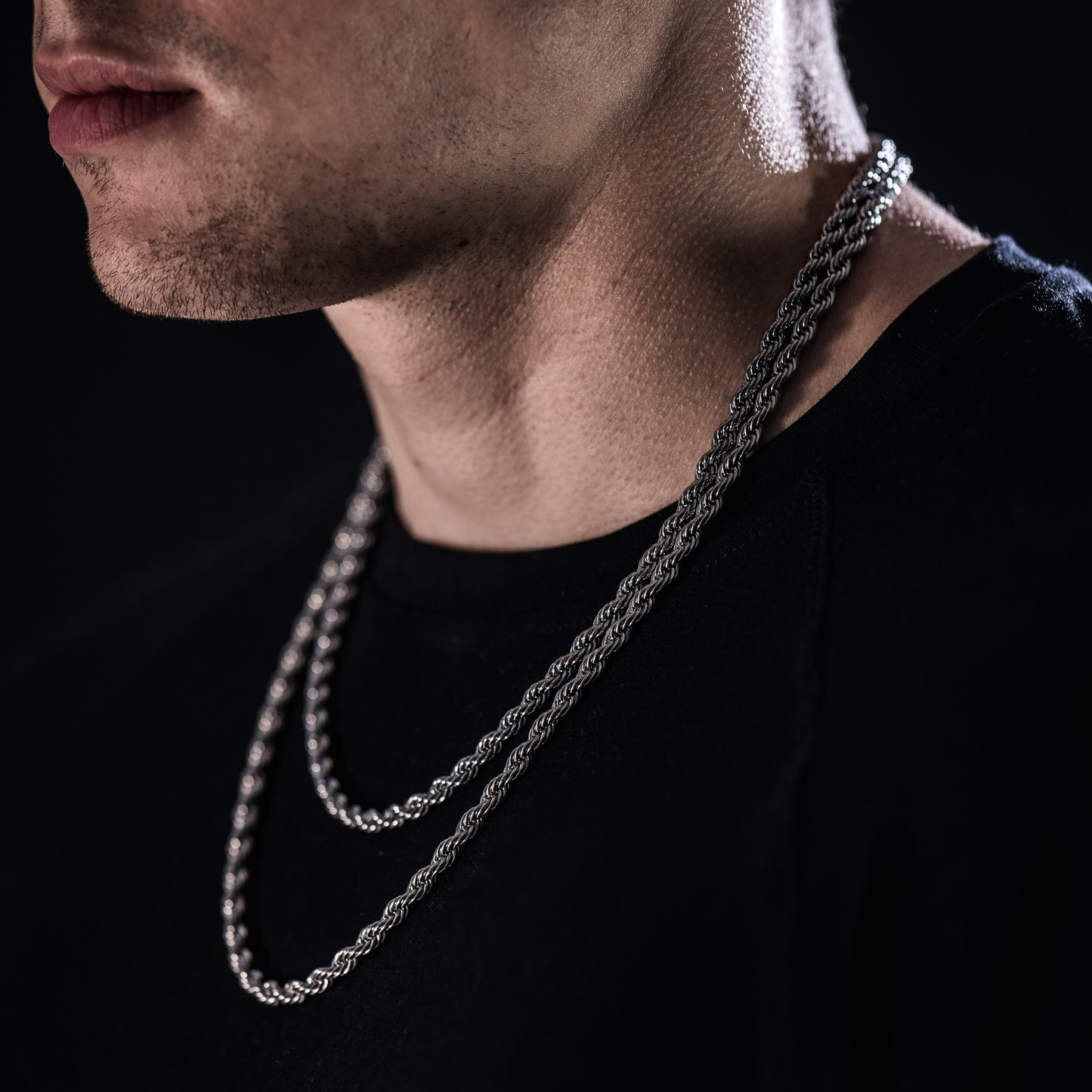 20 and 24 inch Rope Chain in white gold. 