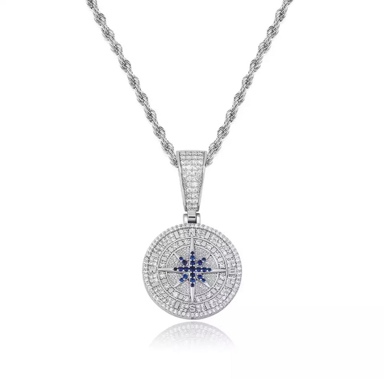 White Gold Compass Pendant