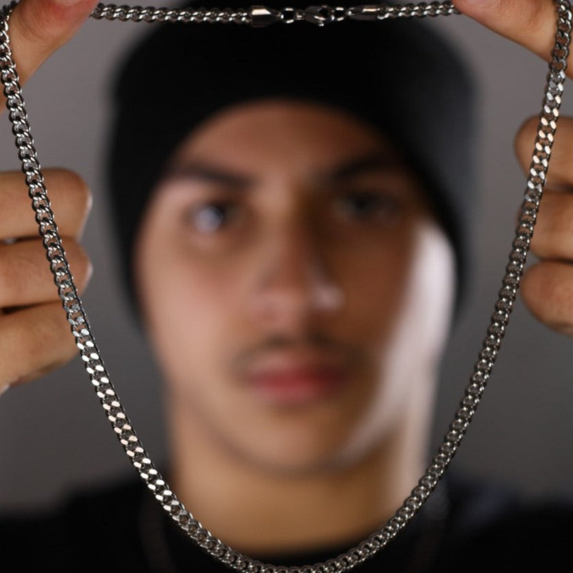 MICRO CUBAN CHAIN [WHITE GOLD]